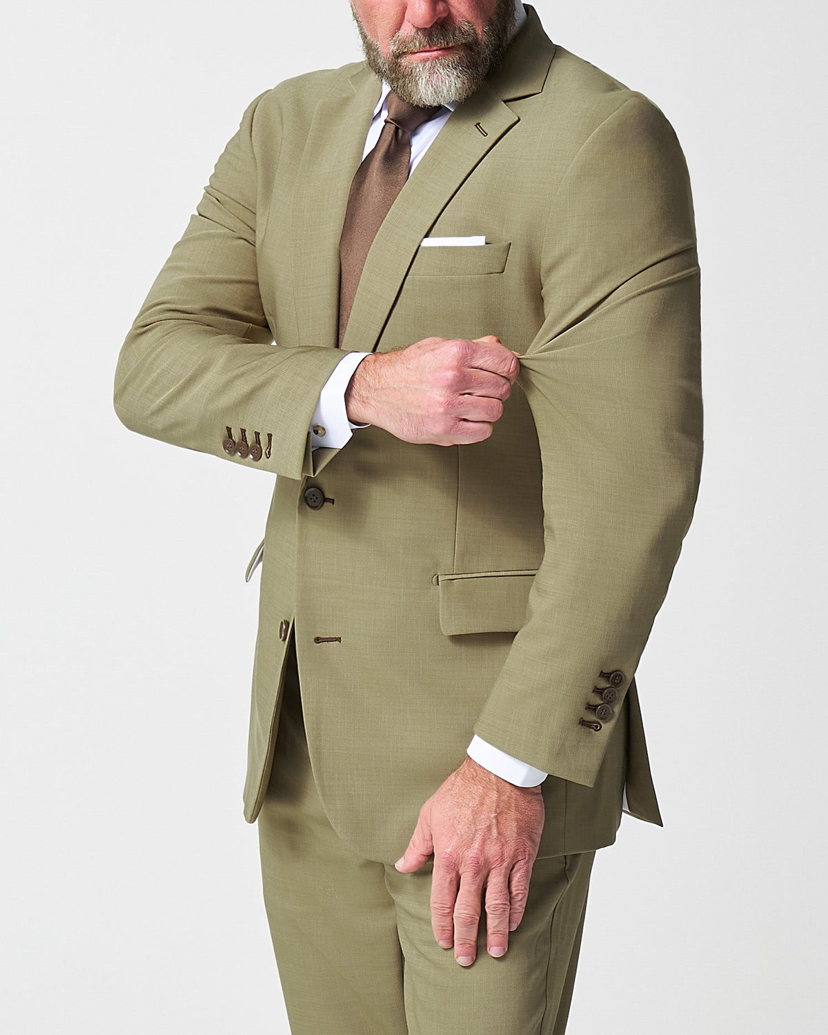 Athletic Fit Stretch Suit - Heathered Olive | State & Liberty Suits