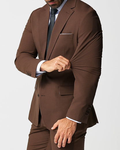 Athletic Fit Stretch Suit - Lightweight Heathered Chocolate | State & Liberty Suits