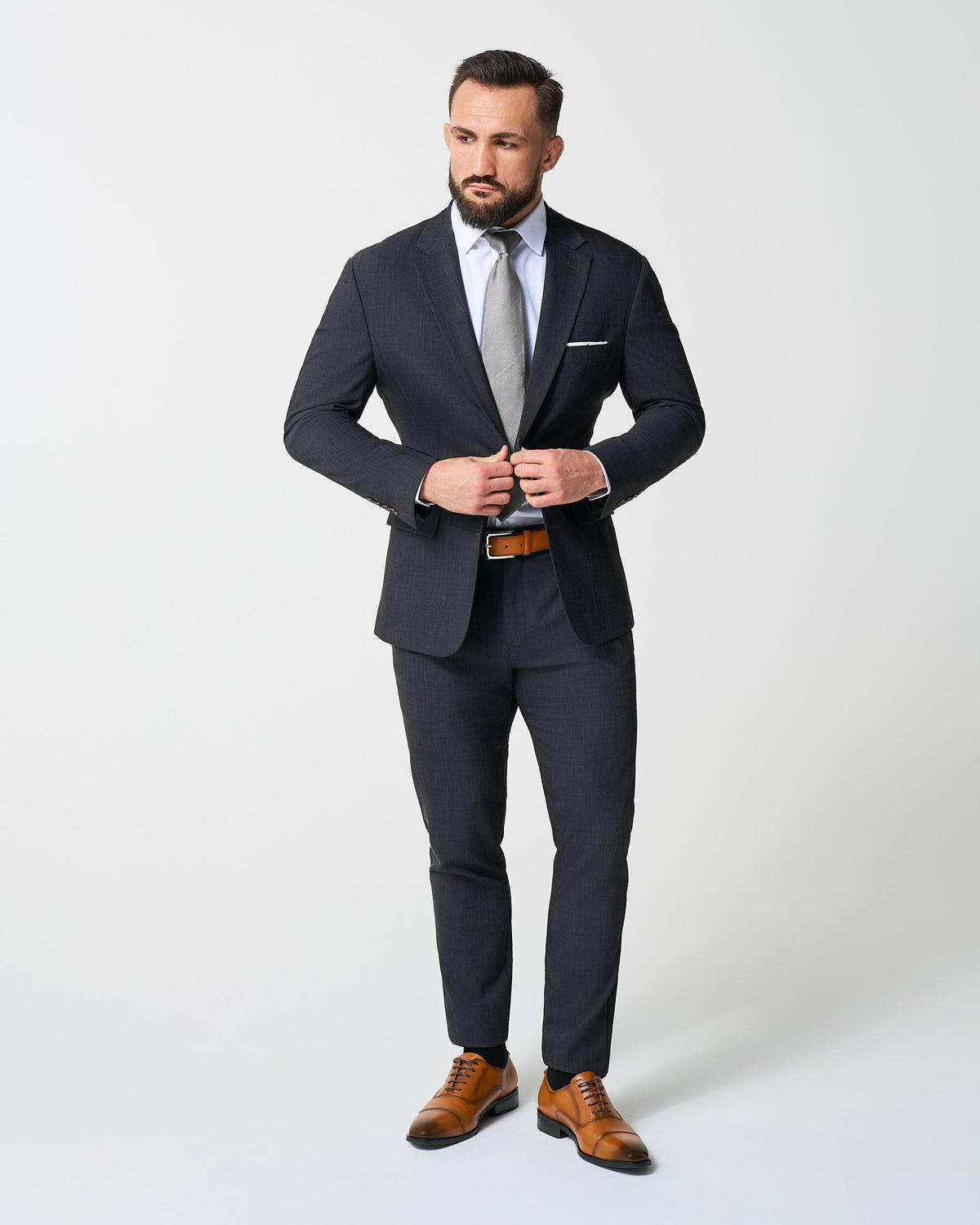 Athletic Fit Stretch Suit - Heathered Midnight Navy | State & Liberty Suits
