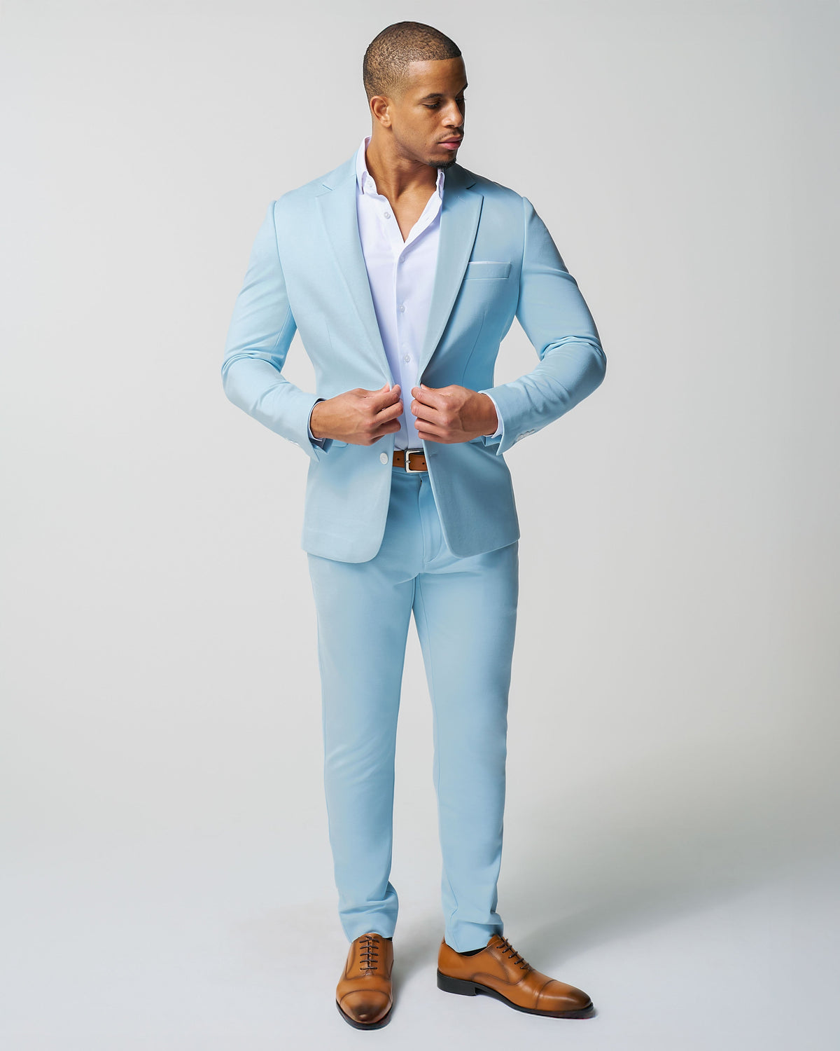 Athletic Fit Stretch Suit - Solid Cool Blue | State & Liberty Suits