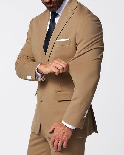 Athletic Fit Stretch Suit - Solid Dark Tan | State & Liberty Suits