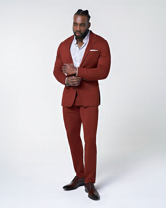 Athletic Fit Stretch Suit - Solid Brick | State & Liberty Suits