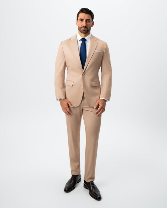 Athletic Fit Stretch Suit - Peach and White Pinstripe | State & Liberty Suits