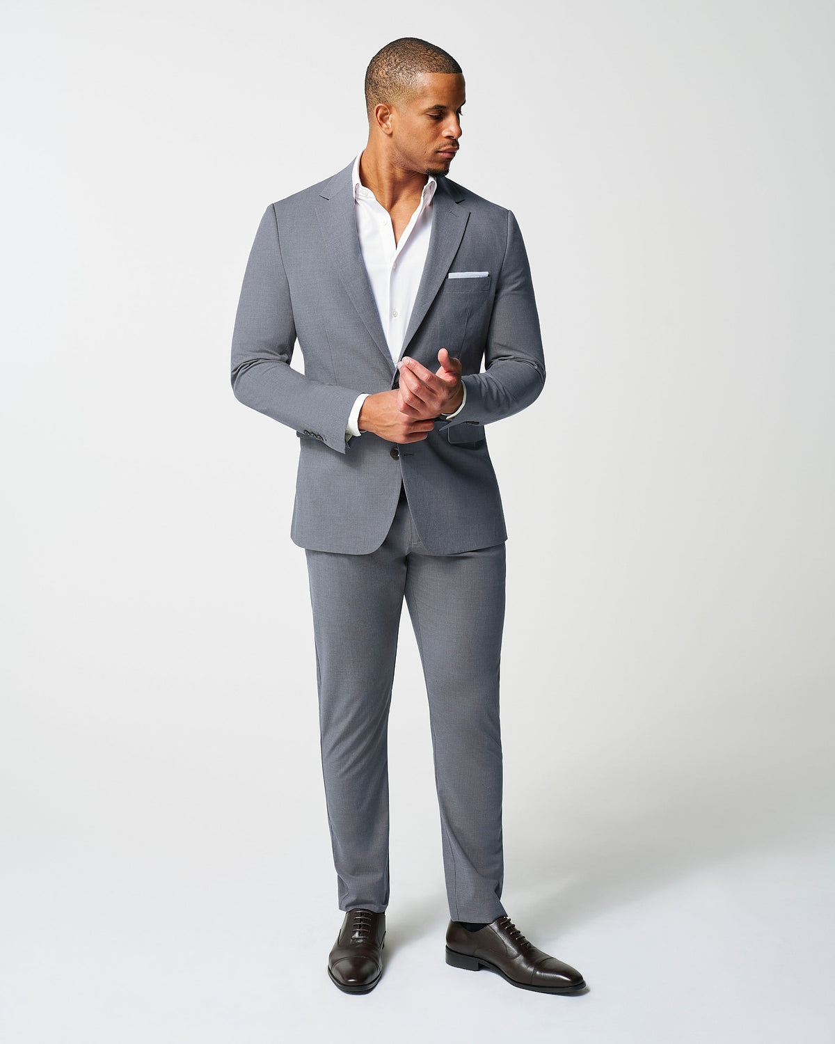 Athletic Fit Stretch Blazer - Lightweight Heathered Smoked Grey | State & Liberty Suits|Blazers
