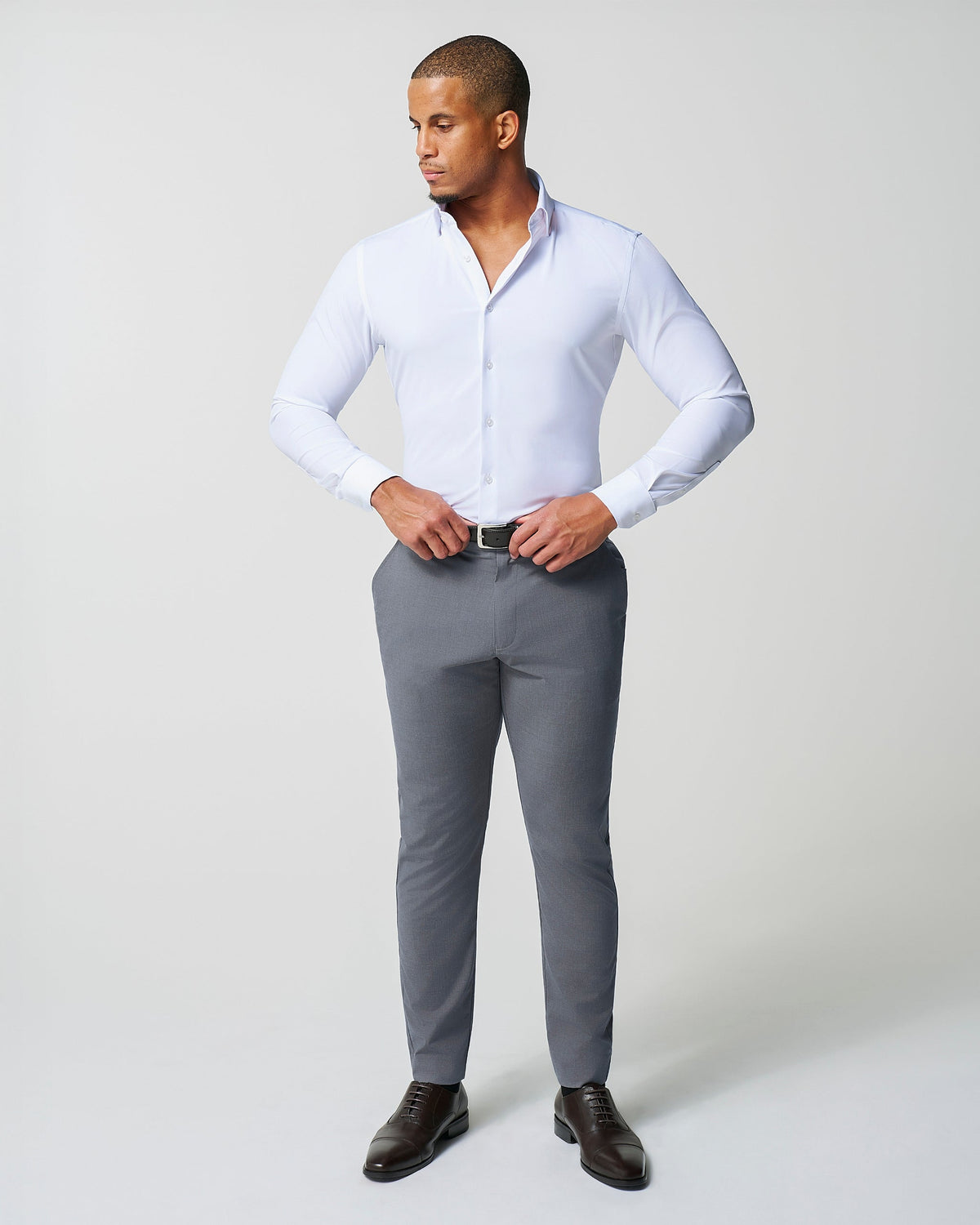 Athletic Fit Stretch Suit Pants - Lightweight Heathered Smoked Grey | State & Liberty Suits|Bottoms