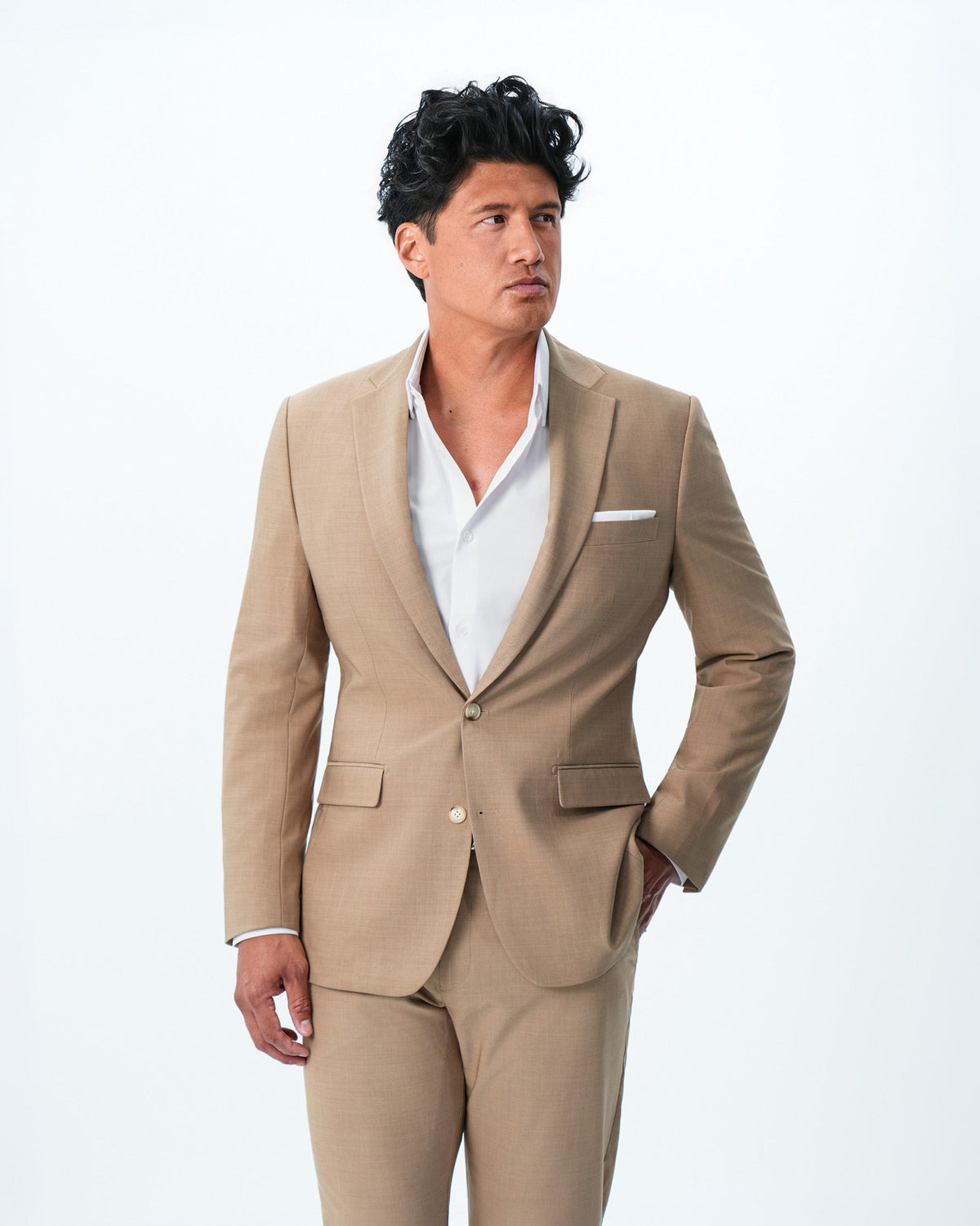 Athletic Fit Stretch Suit - Heathered Sand | State & Liberty Suits
