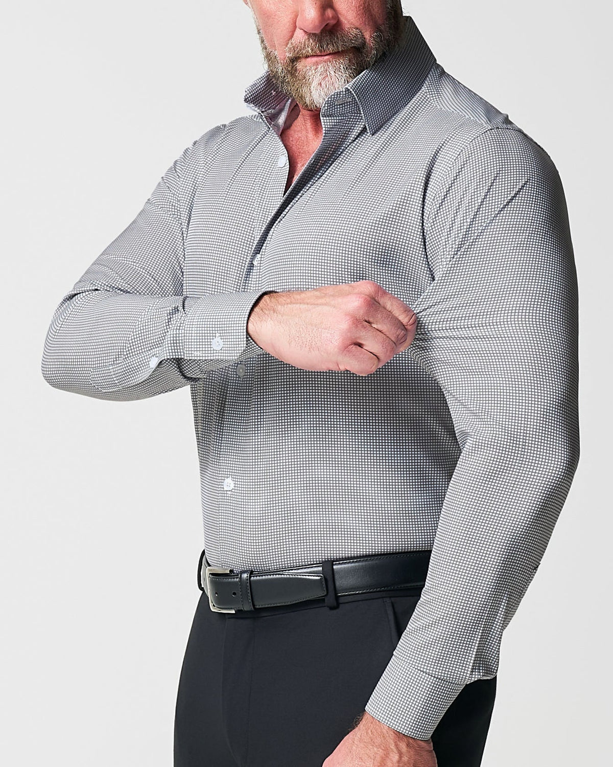 "The Harris" Grey Roped Windowpane | State & Liberty Dress Shirts